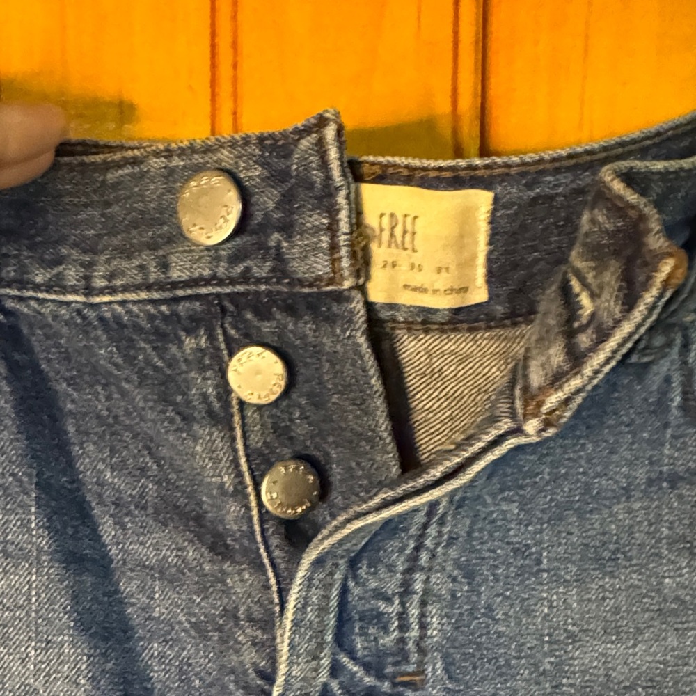 We The Free Dark Blue Frayed Jean Shorts - Picture 3 of 5